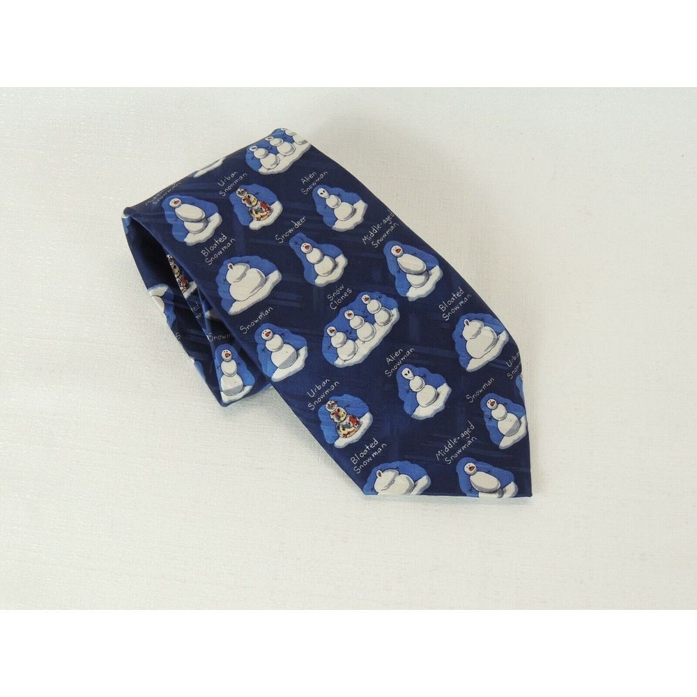 American Greetings Necktie Mens OS‎ Blue Snowman Novelty Silk Holiday Christmas